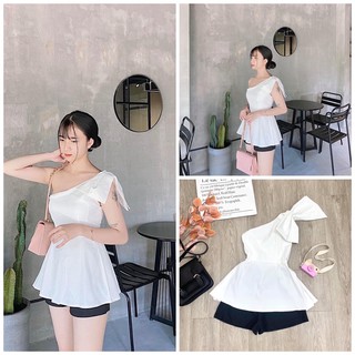 set lệch vai áo có nhún liam set ( xả kho kèm ảnh thật)