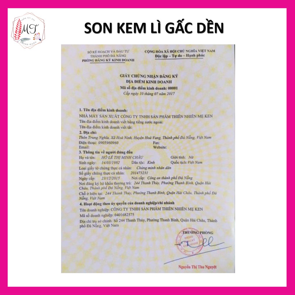 Son Kem Gấc Dền Mẹ Ken - Son Thiên Nhiên An Toàn Cho Bà Bầu, Kháng Nước, Nhiều Dưỡng, Lì Môi Bám Màu Tốt