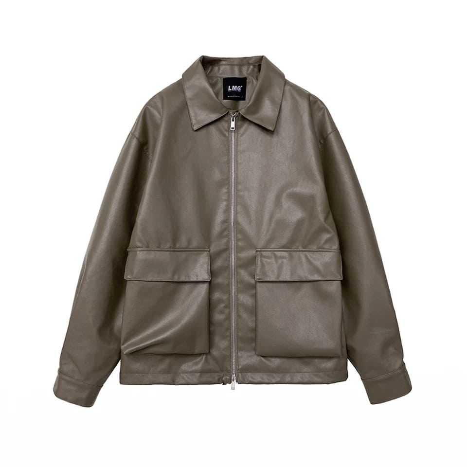 Áo khoác da nam cổ bẻ