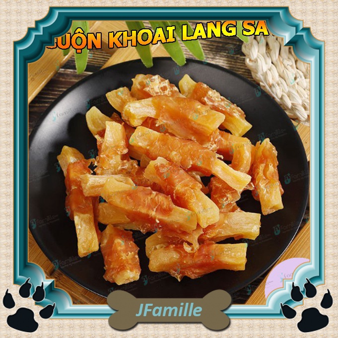 [DẺO-NGON]Bánh Thưởng Cho Thú Cưng JFamille, Gà Cuộn Khoai Lang Sấy Dẻo, Snack Thơm Ngon. Gói 100Gr - JF92