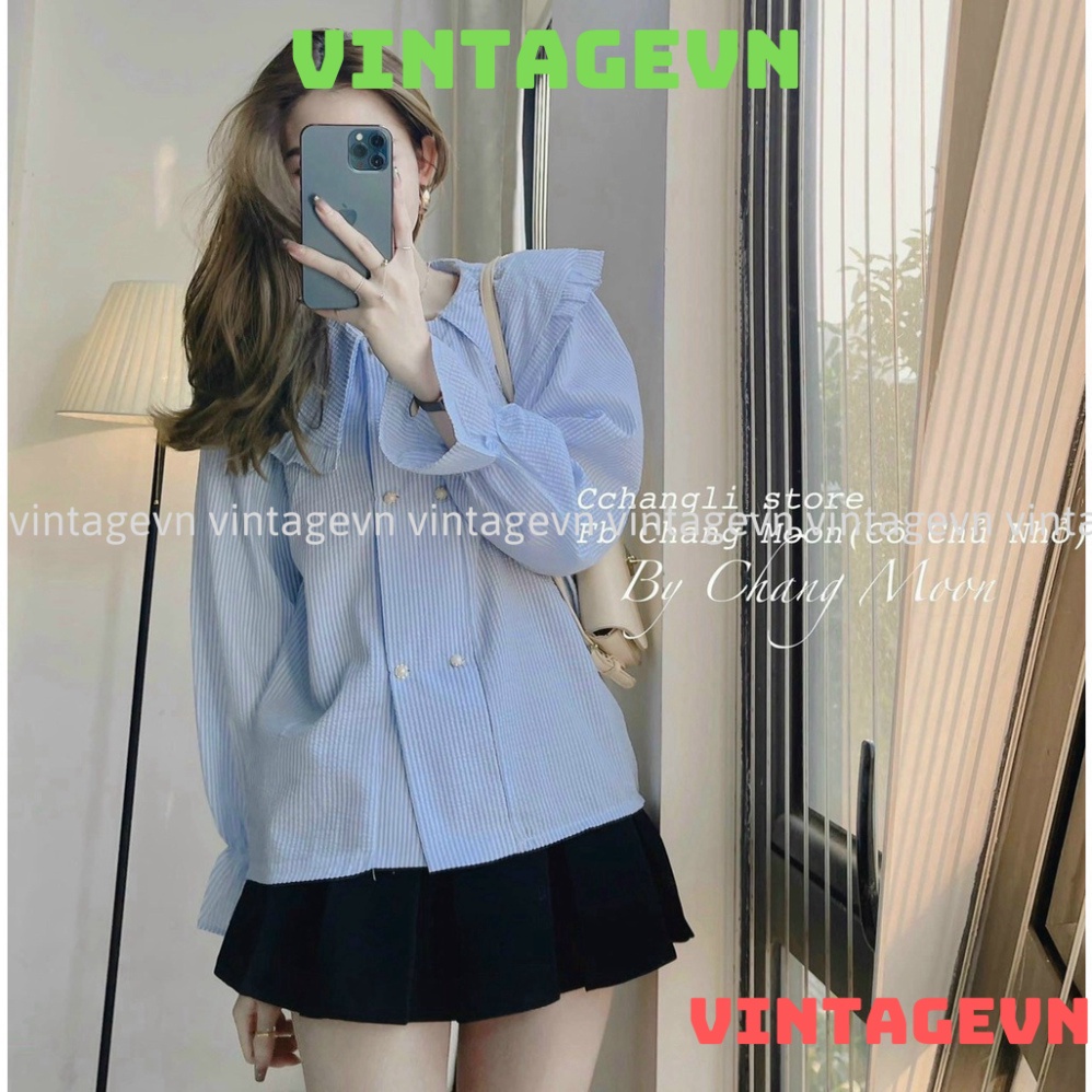 áo babydoll tay bèo 2 màu hàng đẹp HA0005 vintagevn | BigBuy360 - bigbuy360.vn