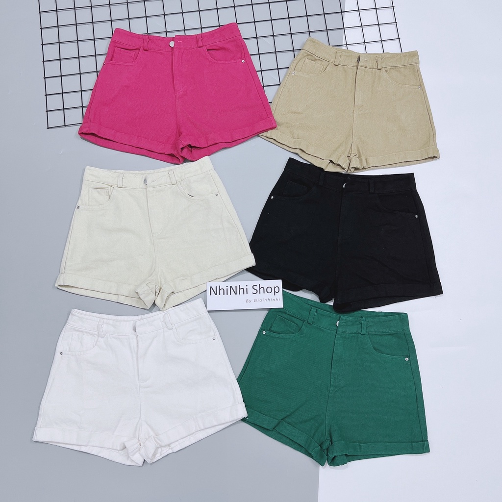 Xả hàng - Quần short bò trơn gập gấu, Quần đùi jean trơn đơn giản QS751 - NhiNhi Shop