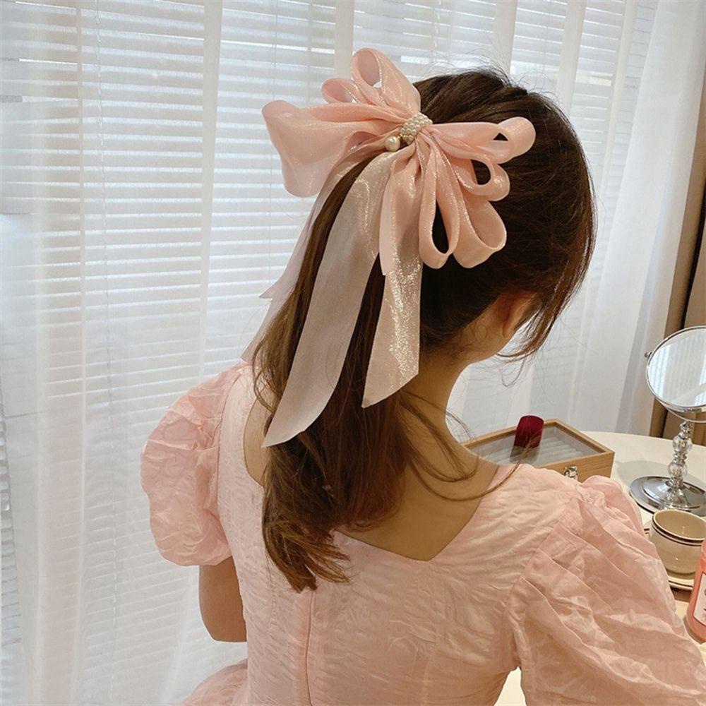 Kẹp Tóc Nơ Vải Chiffon Màu Sắc Ngọt Ngào Cho Nữ