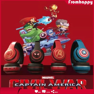 Tai Nghe Bluetooth Không Dây Rgb Phong Cách Marvel Người Sắt/Người Nhện/Captain America