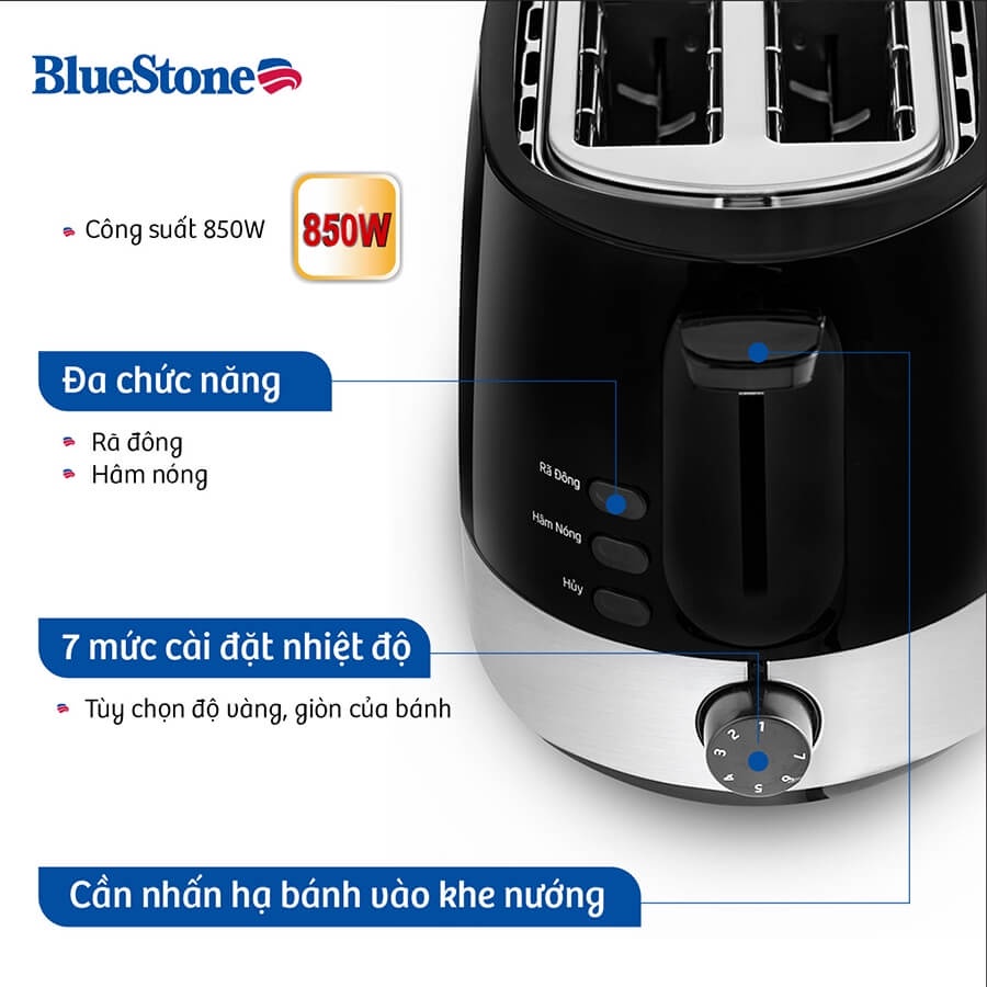 Máy Nướng Bánh Mì Bluestone TTB-2533 (850W)