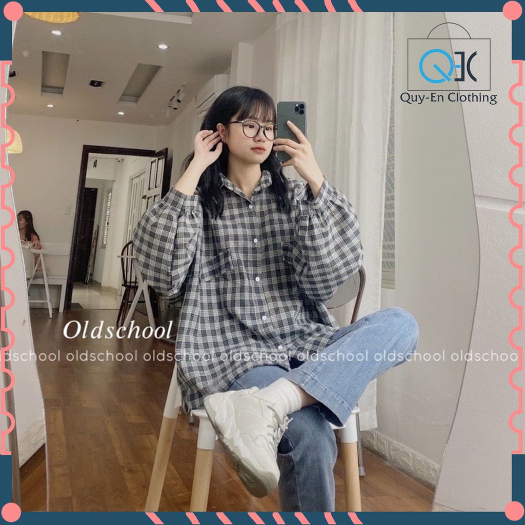 |ẢNH THẬT| Áo sơmi nam nữ,áo sơmi thời trang,áo sơmi caro đen trắng tay lồng đèn SIÊU RẺ