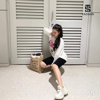 Quần đùi legging nữ lưng cao vải co giãn cạp thun F60