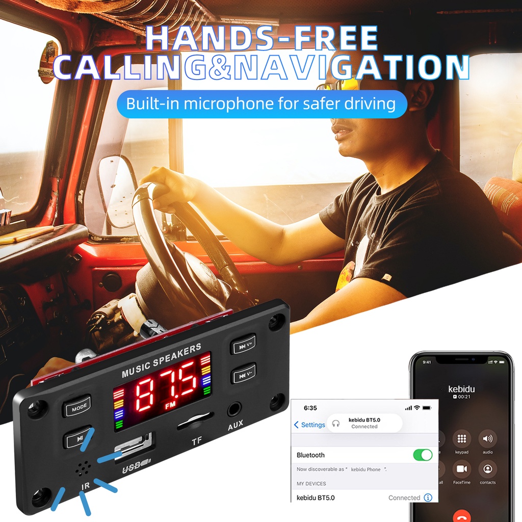 Bộ Khuếch Đại Âm Thanh Radio FM Bluetooth DC12V MP3 2*30 Cổng USB FM AUX Cho Xe Hơi