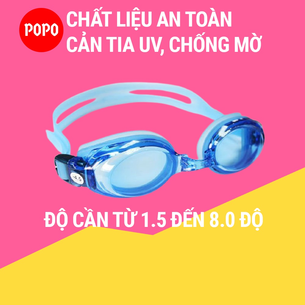 Kính bơi cận thị có độ, kính bơi người lớn mắt trong từ 1.5 đến 8.0 chính hàng POPO dùng cho trẻ em, cho bé từ 8 tuổi