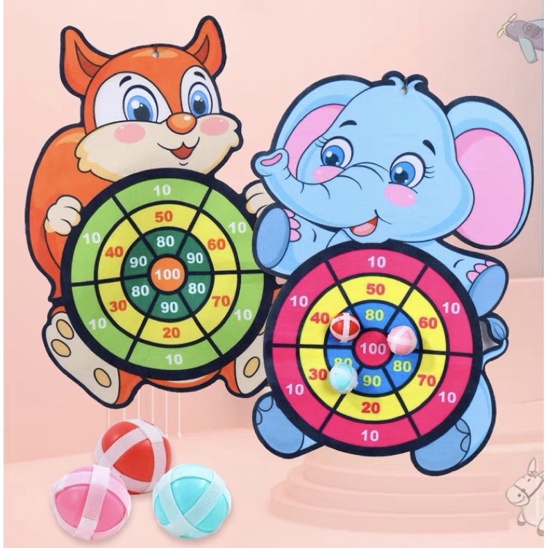 Ném Bóng Dính, Bảng Bóng Ném Dính Hình Con Vật Tặng Kèm 3 Bóng Và Móc Dính