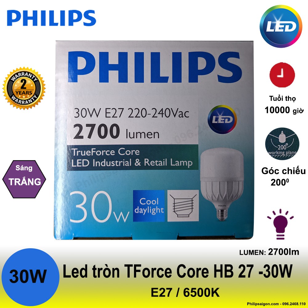Bóng đèn Led trụ Philips 30W E27 - siêu sáng 2700lm- bảo hành 24 tháng- mua sỉ