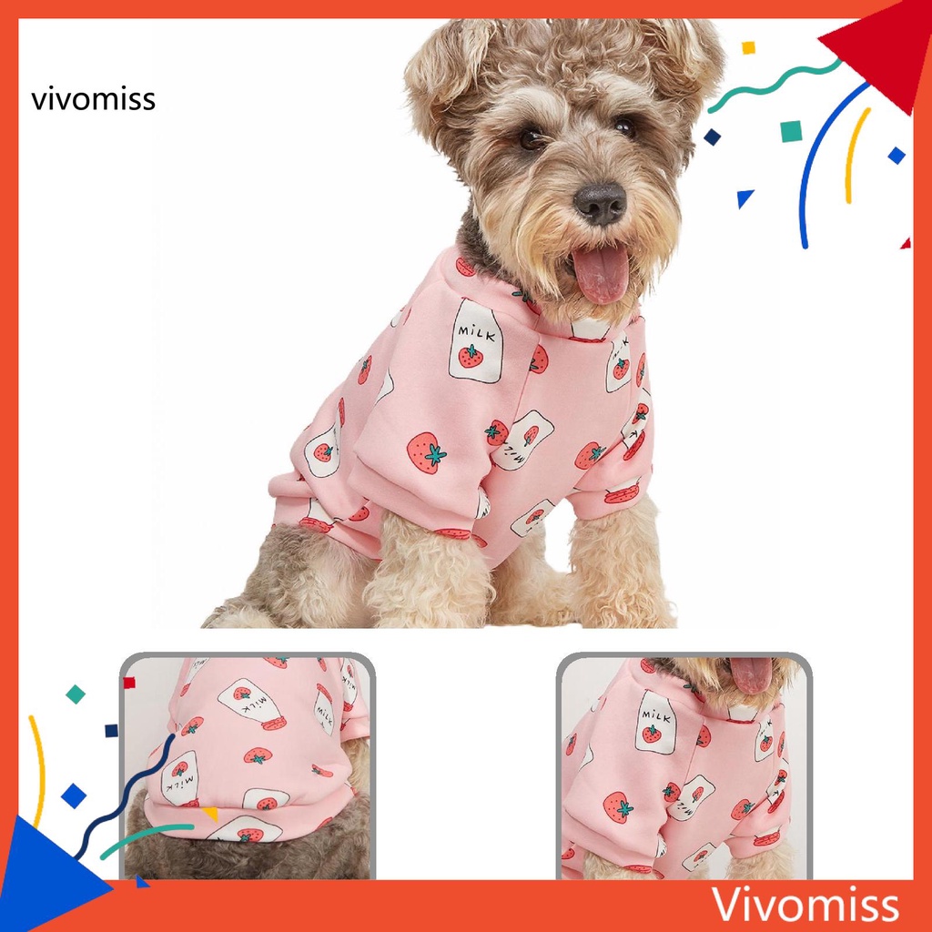 Áo Sweater Mềm Mại In Họa Tiết Trái Dâu Dễ Thương Cho Thú Cưng