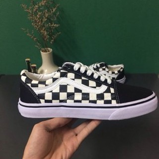 Giày V old skool caro đen trắng cổ thấp