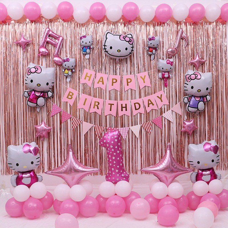 Combo set trang trí sinh nhật bé gái chủ đề bóng hello kitty rất đáng yêu - TRANG TRÍ SINH NHẬT PartyCityvn