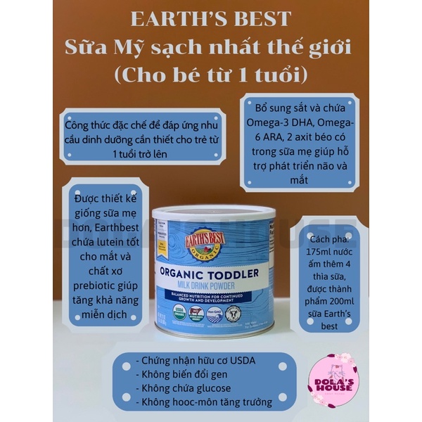 SỮA EARTH’S BEST ORGANIC CHO BÉ TỪ 1 TUỔI