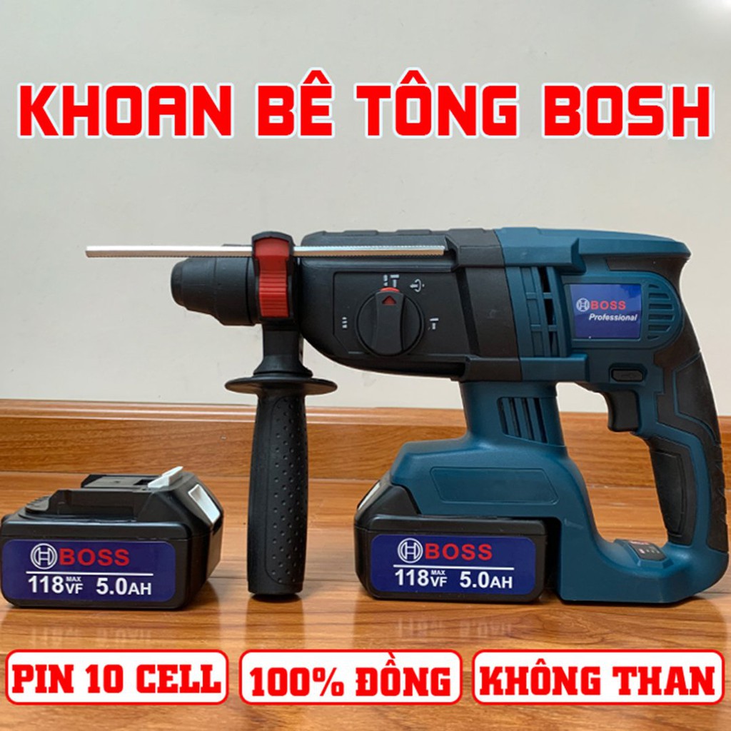 Máy khoan đục bê tông BOSCH 118V - Không chổi than, 2 Pin 6.0Ah