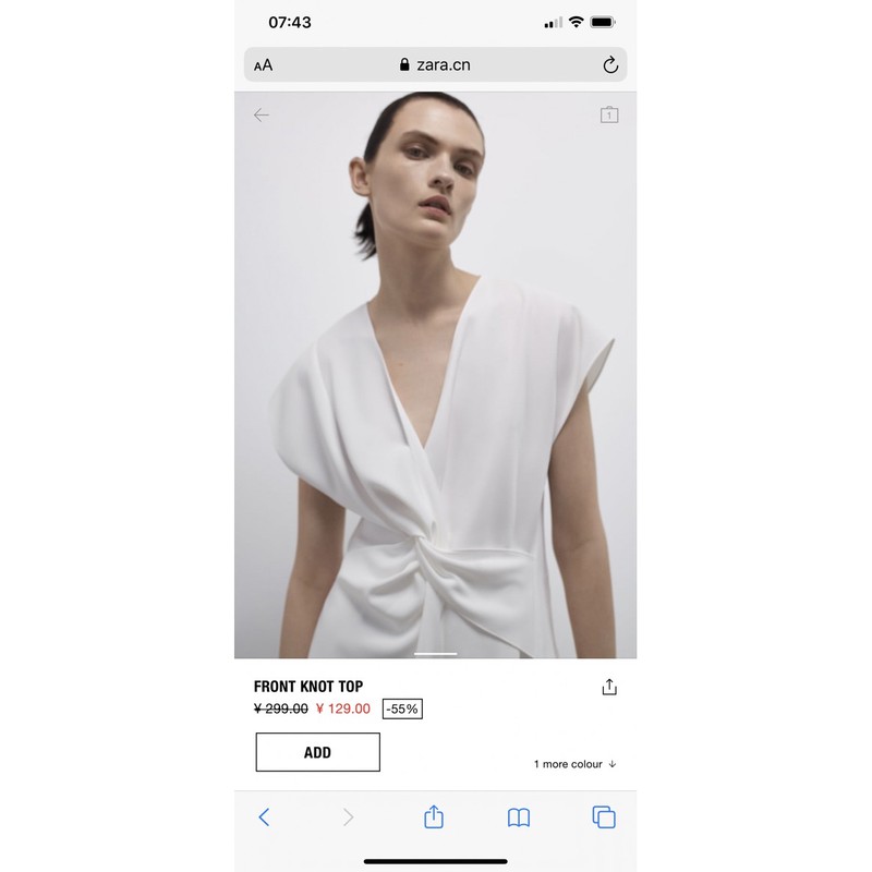 Áo trắng xoắn eo Zara chính hãng newtag size M