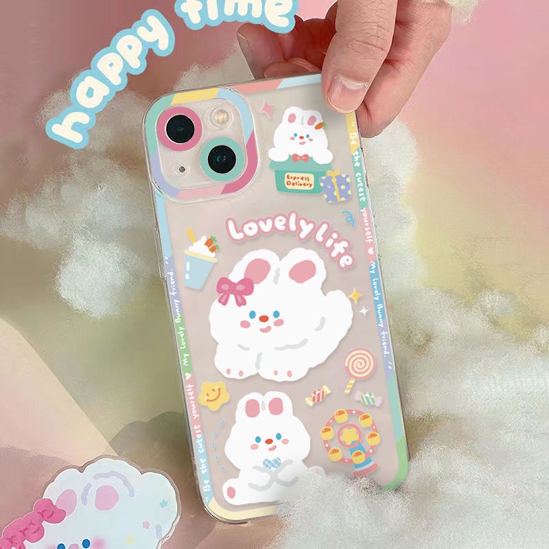 Giá Đỡ Điện Thoại Hình Thỏ Hoạt Hình Marshmallow Có Thể Gấp Gọn Để Bàn Đa Năng