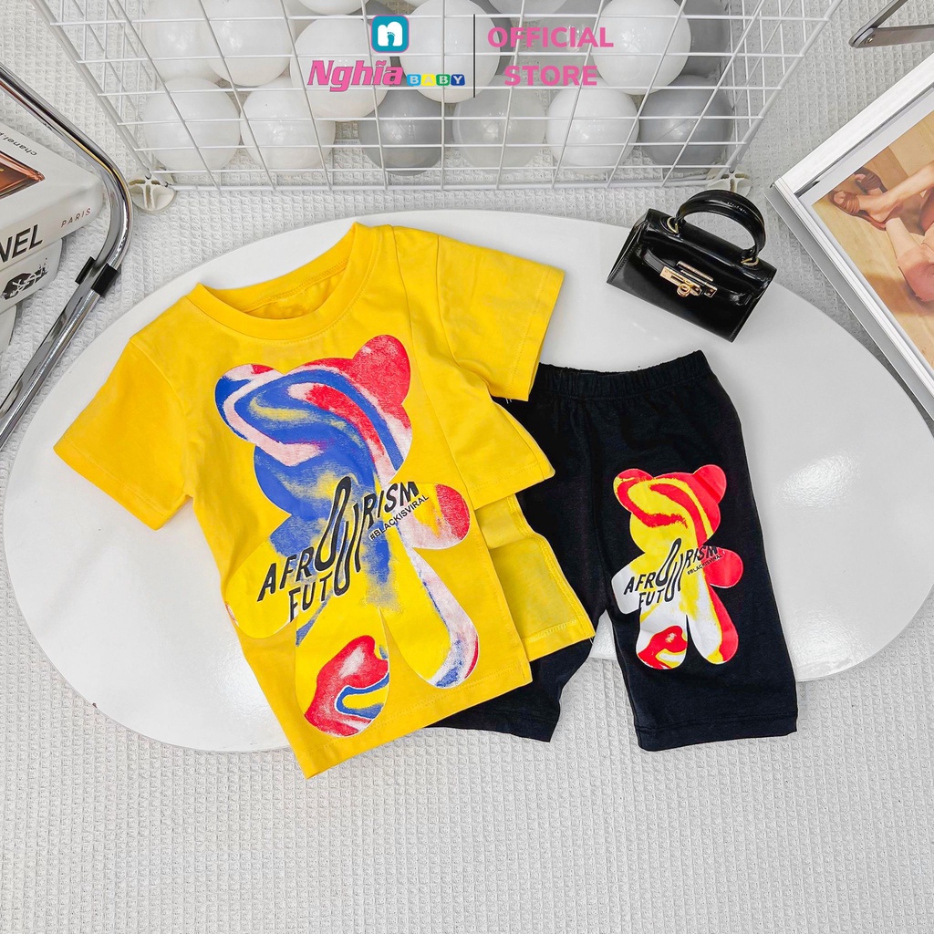 Đồ Bộ Bé Gái - NGHĨA BABY - Thun cotton co dãn 4 chiều - Bộ quần áo mặc nhà 10kg-42kg