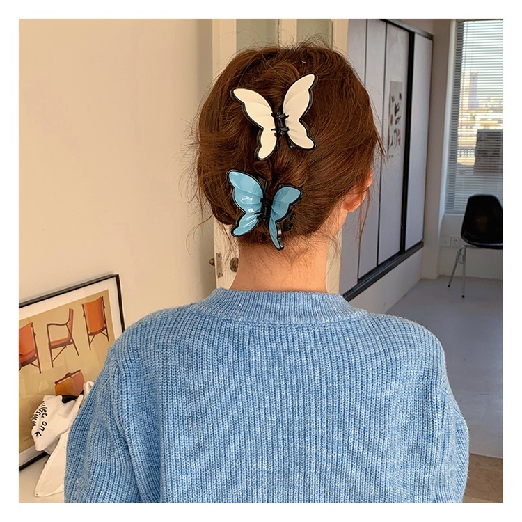 Kẹp tóc càng cua Acrylic hình bướm phong cách Hàn Quốc cho nữ YOS