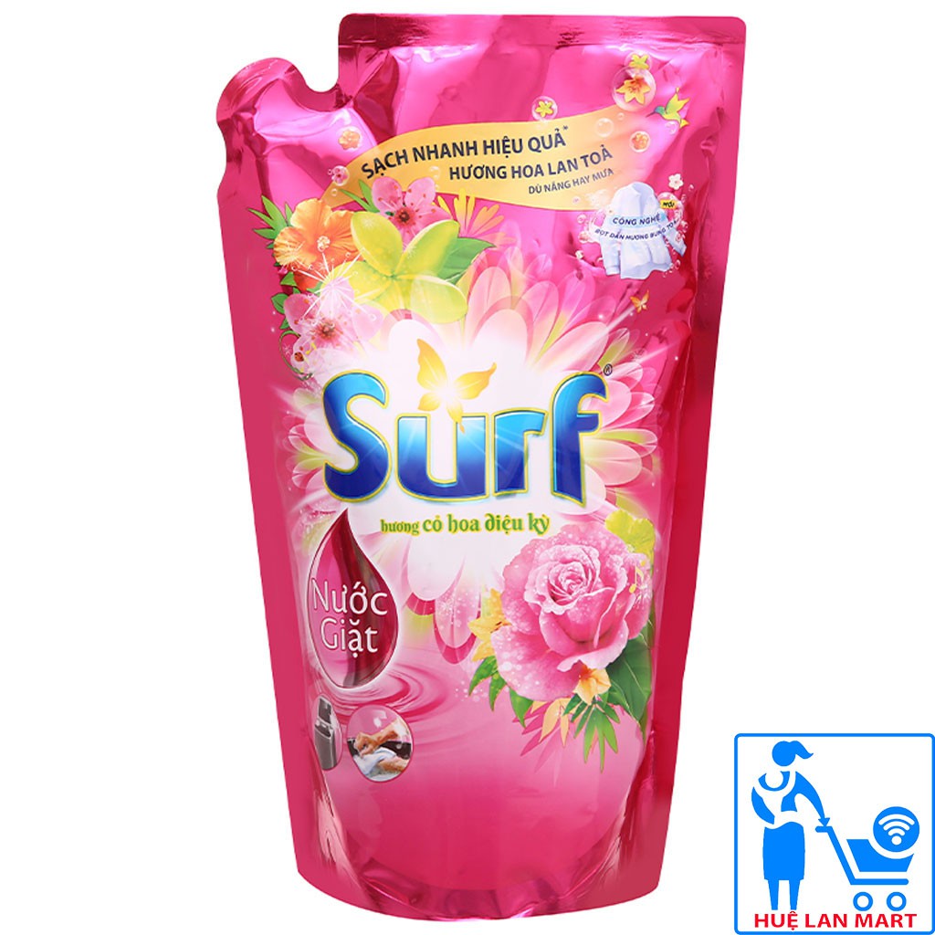 Nước Giặt Surf Hương Cỏ Hoa Diệu Kỳ Túi 1,7kg (Sạch nhanh hiệu quả, hương hoa lan tỏa)