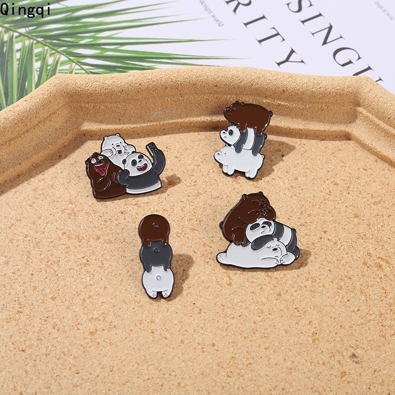 Huy hiệu cài áo Miss Zoe hình ba chú gấu trúc hoạt hình dễ thương cho nữ