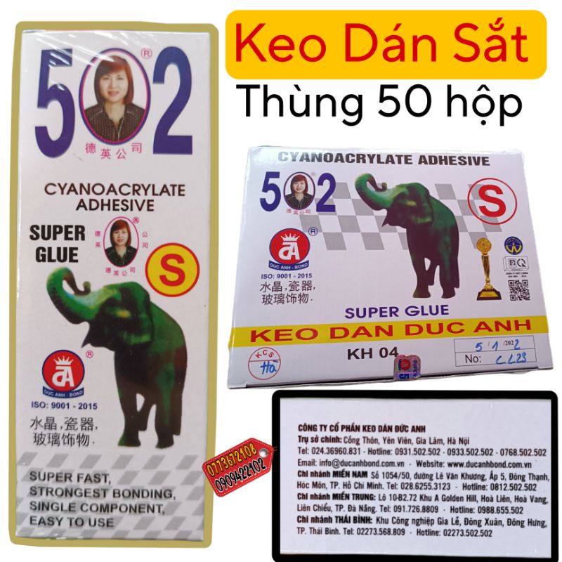 Thùng 50 hộp keo 502 Hàng S , keo dán sắt