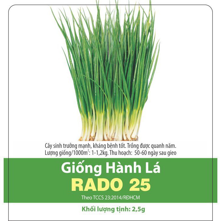 Hạt Giống Hành Lá Cao Sản Dễ Trồng, Thơm Ngon 2.5gr