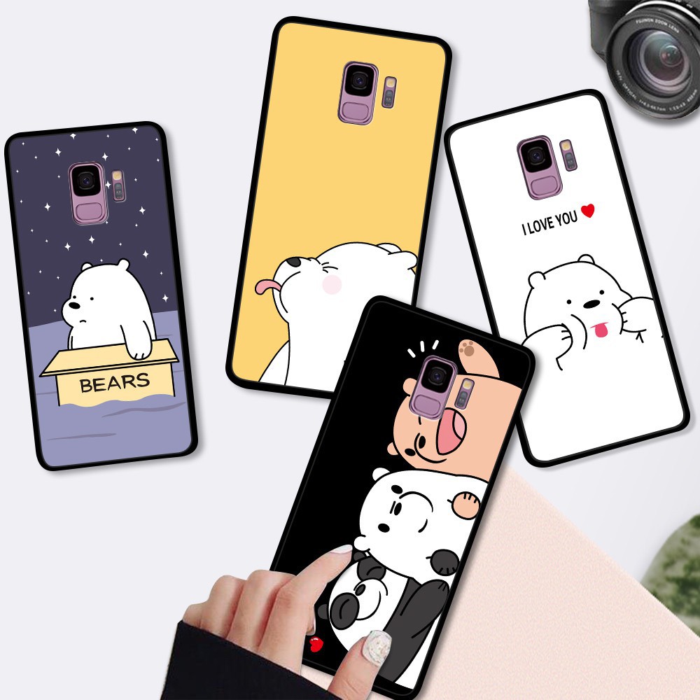 Samsung Galaxy S9 Plus S8 S7 S6 Edge S8+ S9+ For Soft Case Silicone Casing TPU Cute Cartoon We Bare Bears Phone Full Cover Simple Macaron Matte Shockproof Back Cases