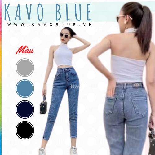 Quần Bò Nữ Baggy Dáng Lỡ Màu Ghi Đá KAVO BLUE BY93-87