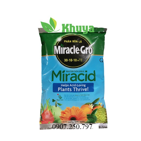 Phân bón lá Miracid 30-10-10+TE gói 500gr Tăng diệp lục Ngừa vàng lá