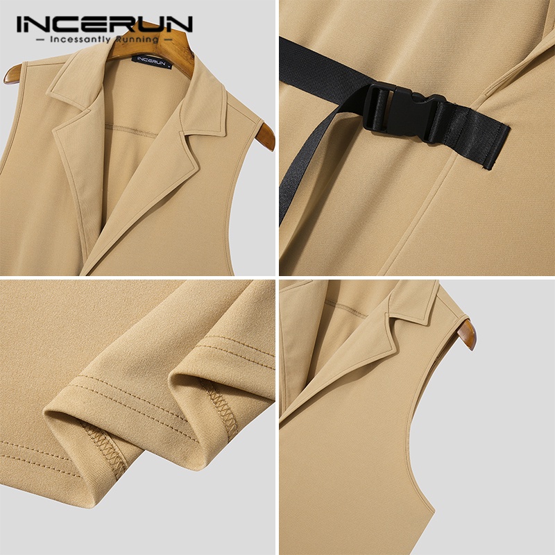 Set áo vest không tay + quần dài INCERUN 3 màu thời trang cho nam