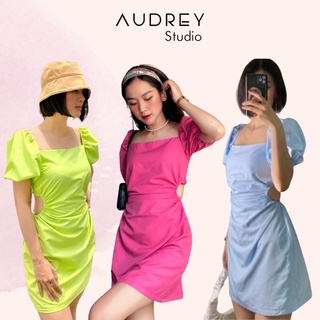 Đầm ôm ngắn cut out hở lưng beige/xanh da trời/hồng/xanh neon _ ORIMI