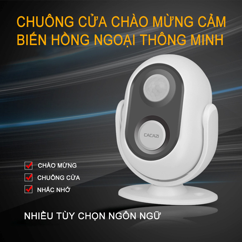 Chuông báo khách tự động Cacazi 037, báo động chống trộm dùng , cảm biến hồng ngoại, lợi cho cửa hàng và siêu thị-NBV037