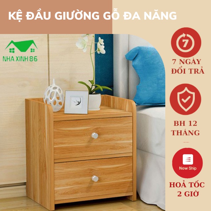 Tủ đầu giường gỗ 2 ngăn mẫu mới - Kệ đầu giường đa năng chất liệu 2 ngăn kéo - Chất liệu MDF cao cấp, chiều cao 50cm