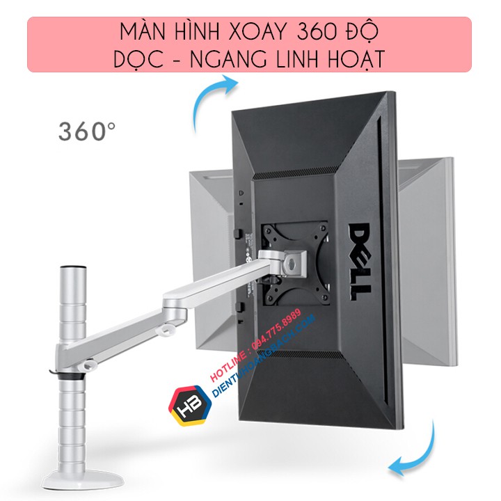 Giá Treo Màn Hình OA 7X 17 - 24 - 27 - 32 Inch - Kèm Tay Treo Đỡ Laptop 10 - 15.6 Inch - Gắn Bàn Đa Năng