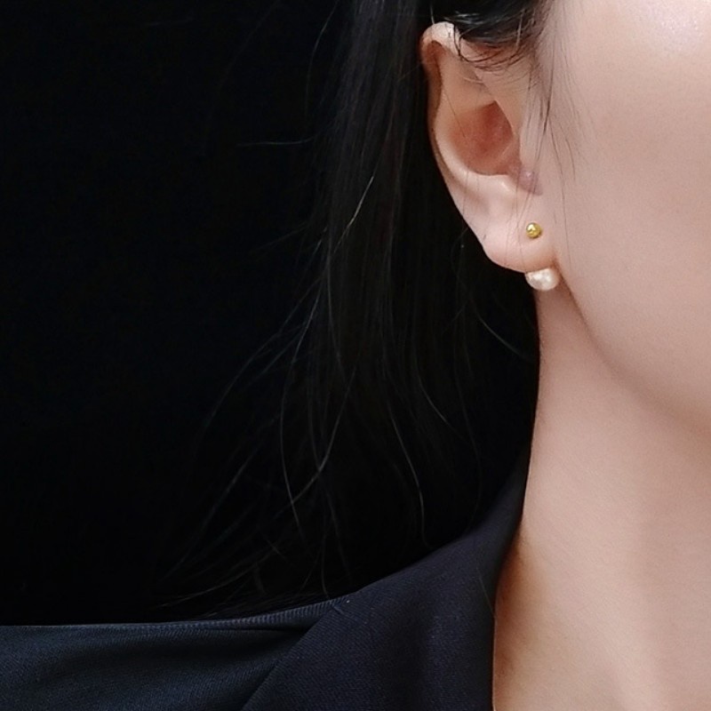 Bông Tai Nữ Đeo 2 Kiểu Titan Ko Đen TT 2892