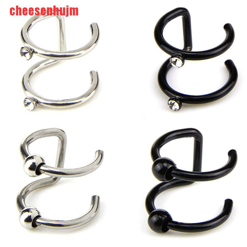 [cheesenhujm]Crystal Non-Piercing Clip On Ear Stud Cuff Wrap Hoop Earrings Cartilage Gift