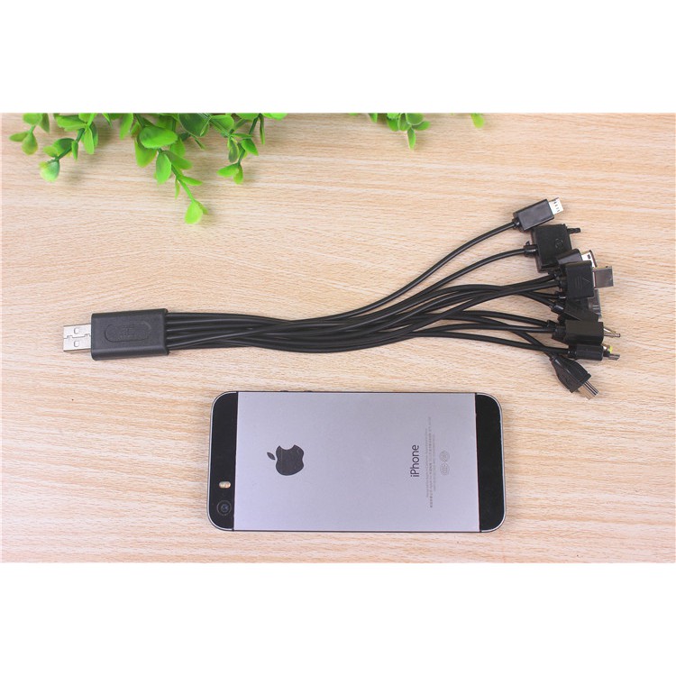 Dây cáp sạc điện thoại đa năng chia 10 đầu cổng USB