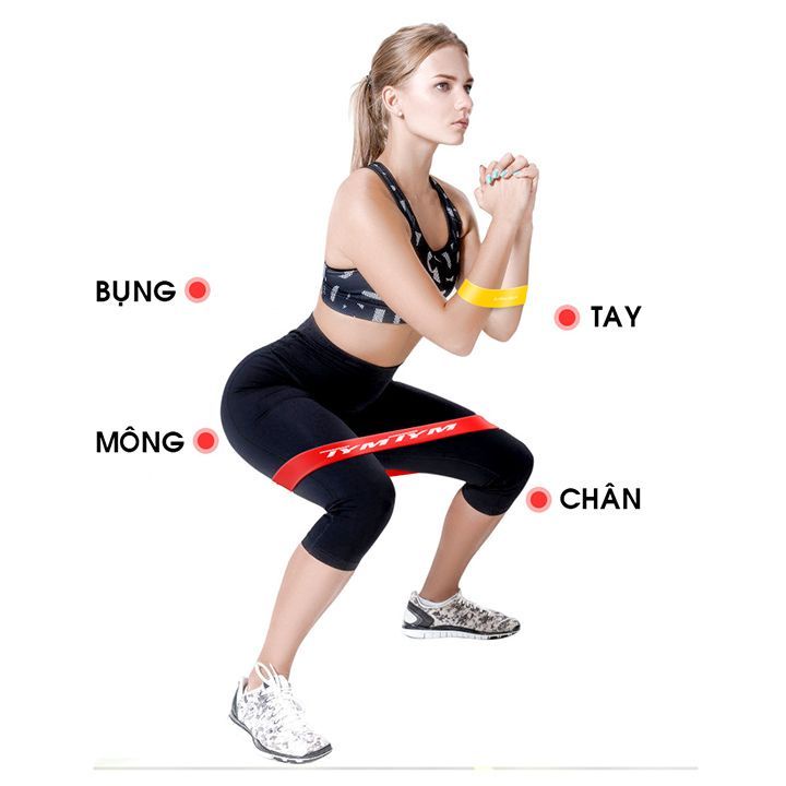 Dây miniband cao su tập gym, yoga - Dây kéo đàn hồi kháng lực tập chân, mông, đùi