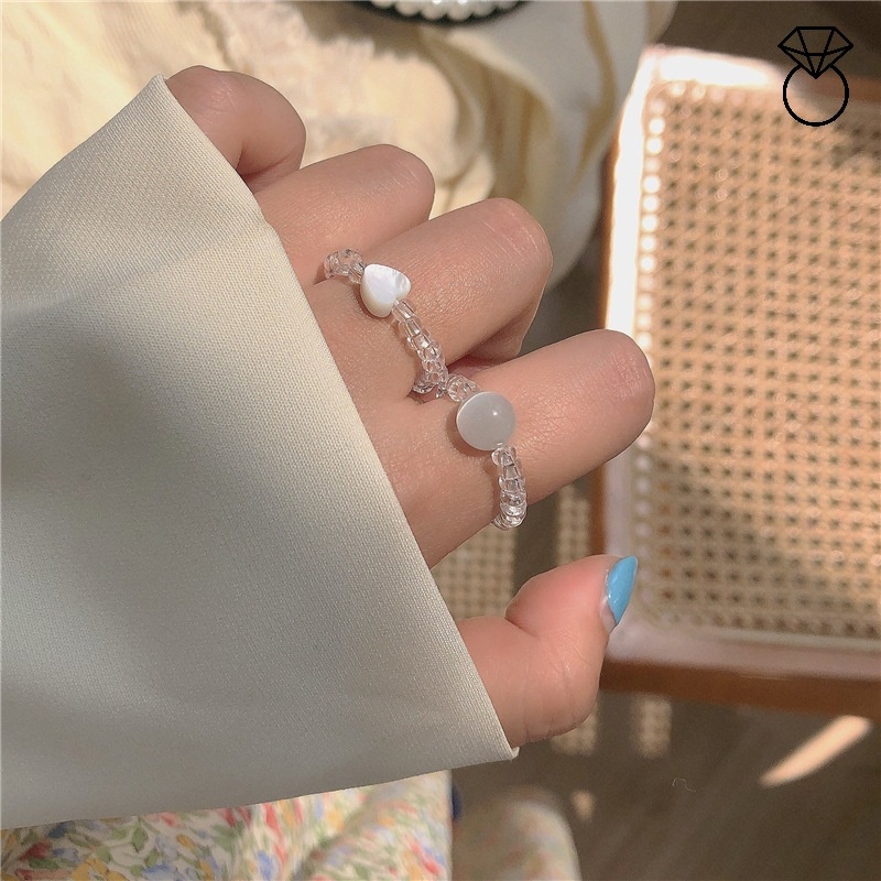 Nhẫn Đeo Tay Co Giãn Đính Hạt Mắt Mèo Trái Tim Pha Lê Lãng Mạn Thời Trang Thanh Lịch Có Thể Điều Chỉnh Cho Nữ