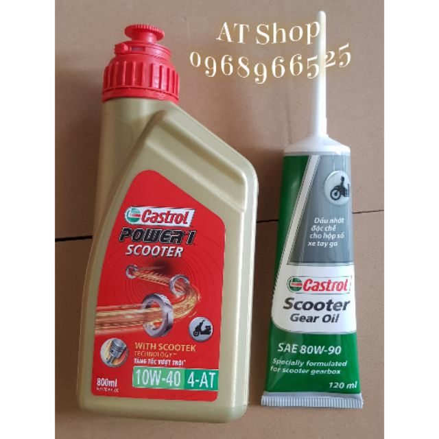 Combo dầu láp và dầu máy xe ga chính hãng Castrol