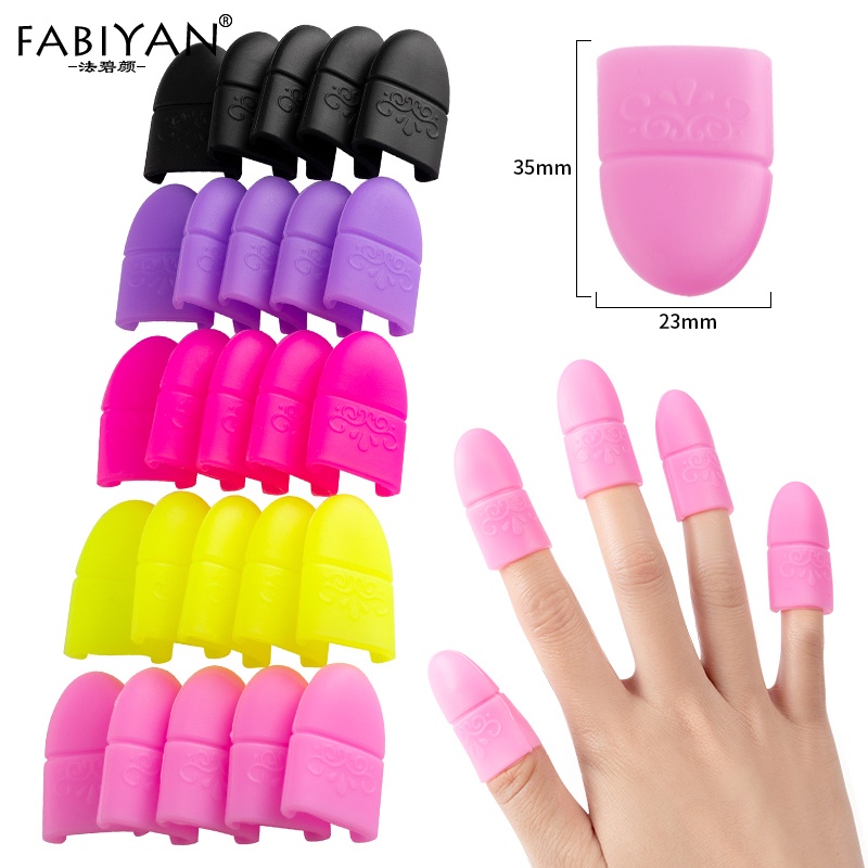 Bộ 5 nắp ủ móng tay Fabiyan tẩy làm sạch màu sơn gel UV bằng silicon chất lượng cao
