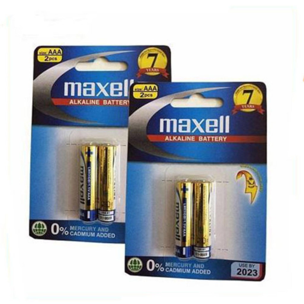 Combo 4 viên Pin AAA Maxell Alkaline 1.5 V, Pin đũa Maxell Alkaline 1,5V ( 1 vỉ 2 viên )