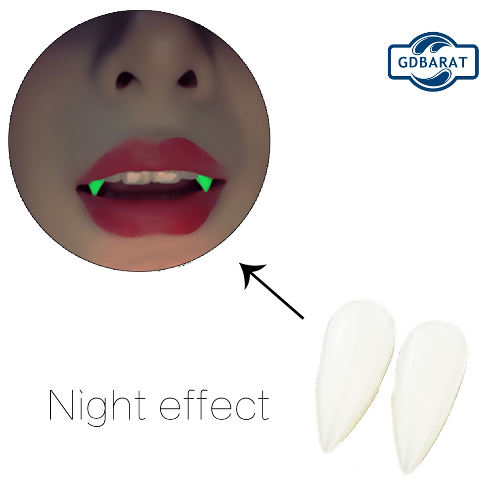 Set 2 Răng Nanh Giả Dạ Quang Hóa Trang Ma Cà Rồng