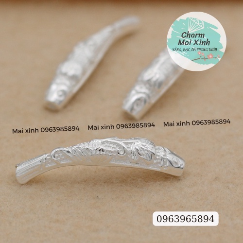 Cá Chép Đặc Đại Ngư Khắc Hoa Sen - phụ kiện xâu vòng tay nam nữ, charm phối vòng tay phong thuỷ handmade tự làm