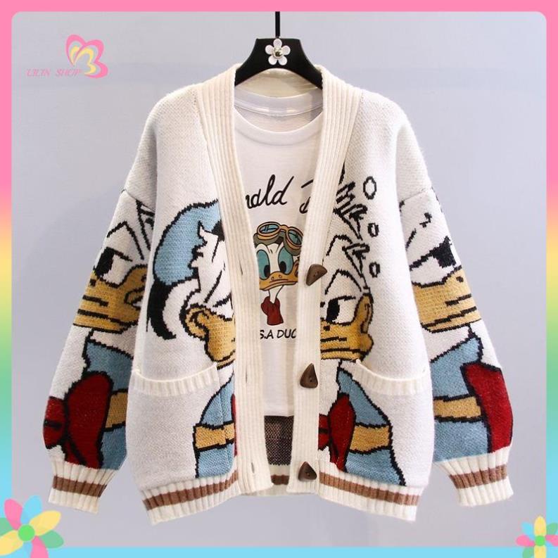 Áo Sweater Dáng Rộng In Hoạt Hình Kiểu Nhật Bản
