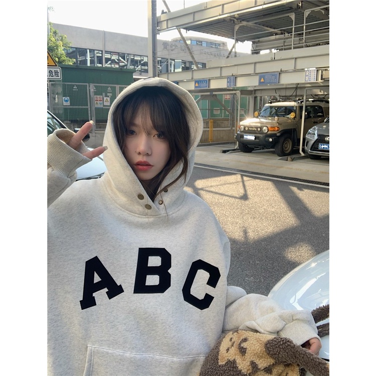 Áo hoodies ABC nỉ lót bông ulzzang Hàn Quốc