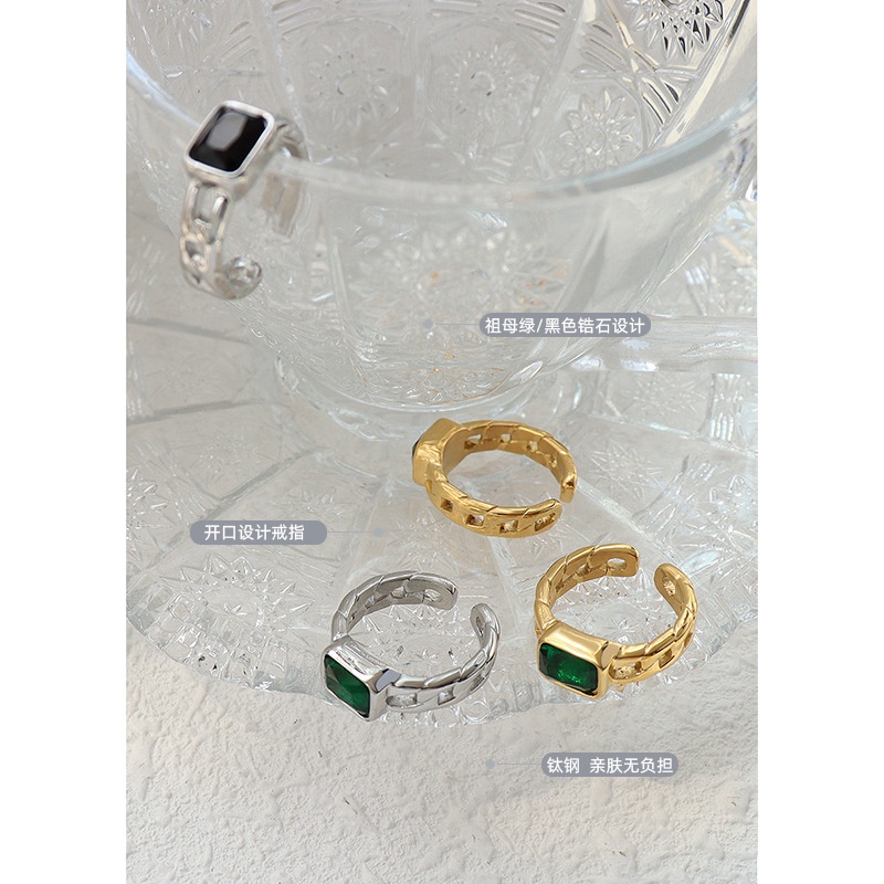 Nhẫn hở bằng thép titan mạ vàng 18K phong cách Pháp thời trang cho nữ A170