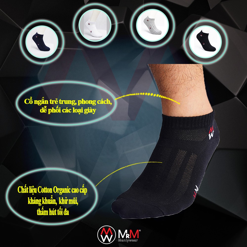 Hộp 5 tất cổ ngắn nam cotton organic MRM Manlywear mix màu